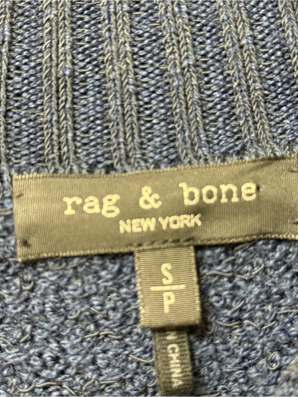 Rag & Bone S Basket Weave Knit Merino Blend Knit Preppy Navy Cardigan Gold - Picture 7 of 15
